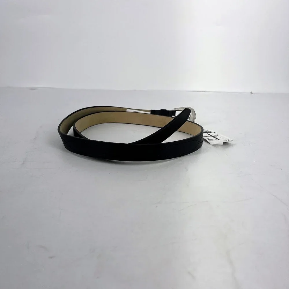 Vince Camuto Womens Black Skinny Belt‎ Silver Buckle VB422403 Size Medium NWT